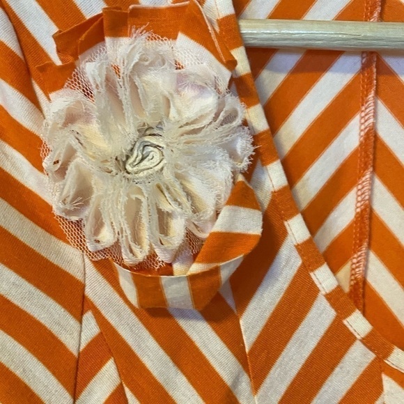 Anthropologie Uncle Frank Orange and white dress sz M - Picture 3 of 7